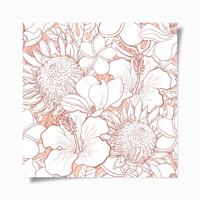 Poster motivo floreale botanico in tonalità corallo