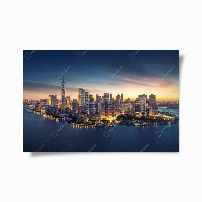 Poster panorama di Manhattan all'alba