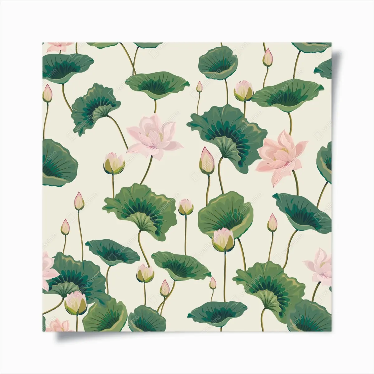 Poster motivo di fiori di loto rosa su sfondo crema • Wallissimo®