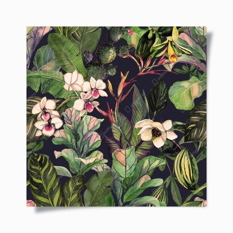 Poster motivo botanico tropicale acquerellato