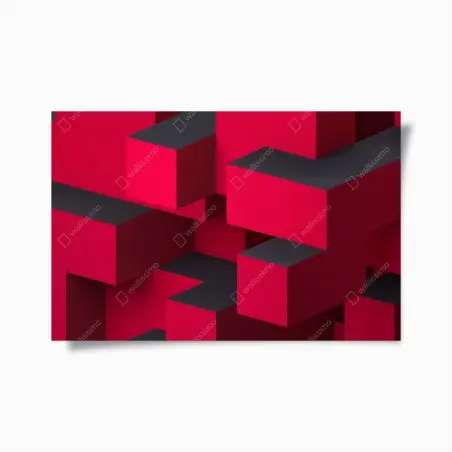 Poster cubi geometrici rossi in composizione astratta • Wallissimo®