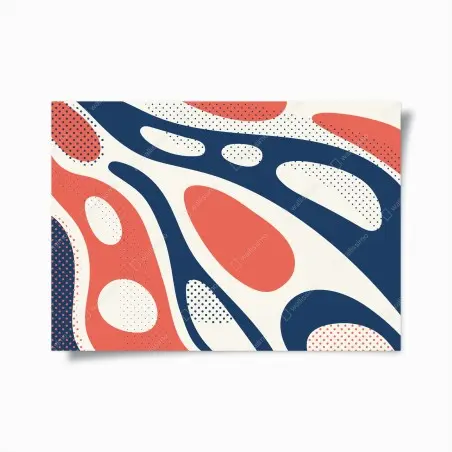Poster composizione astratta pop art in toni corallo e blu • Wallissimo®