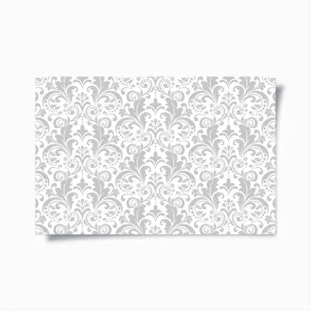 Poster motivo damascato elegante grigio e bianco • Wallissimo®