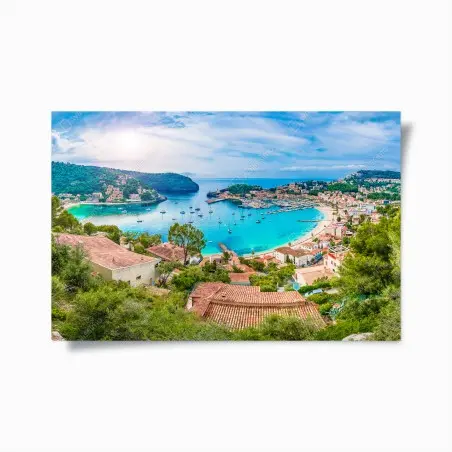 Poster splendido panorama marino di Port de Sóller, Mallorca • Wallissimo®
