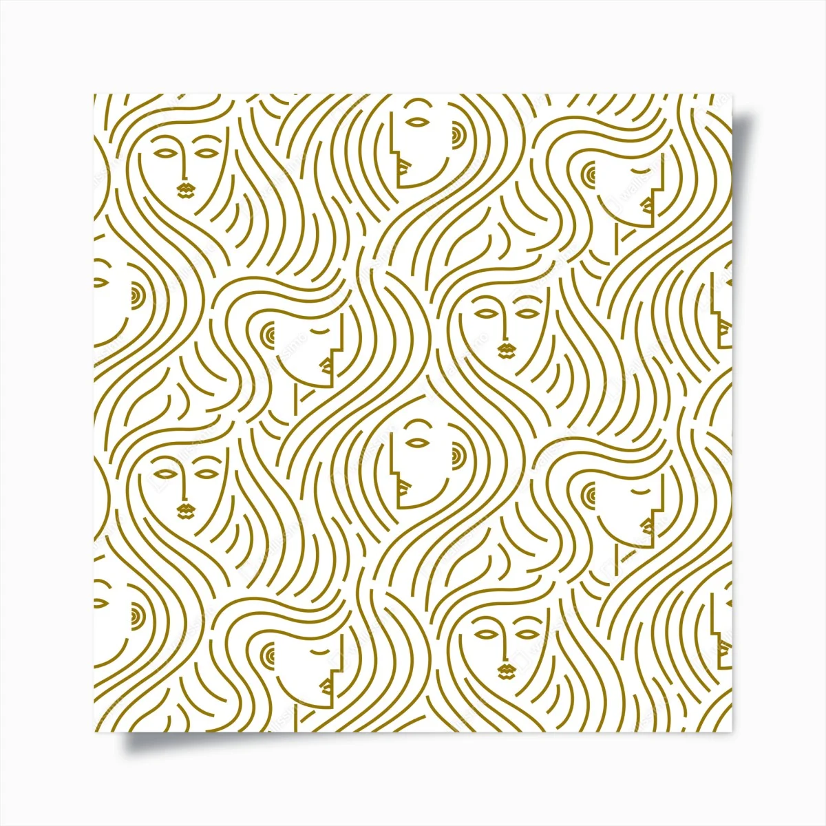 Poster motivo dorato di volti femminili intrecciati • Wallissimo® Poster motivo dorato di volti femminili intrecciati • Wallissimo®