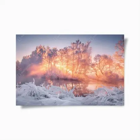 Poster alba invernale sulle rive ghiacciate • Wallissimo®