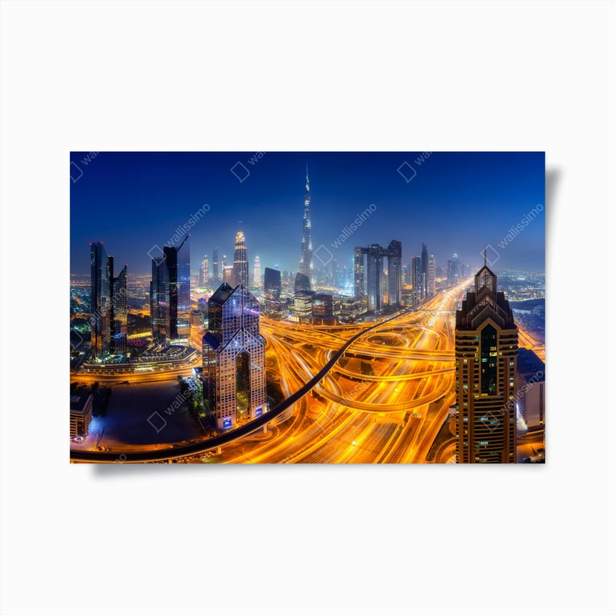 Poster panoramica notturna di Dubai • Wallissimo® Poster panoramica notturna di Dubai • Wallissimo®