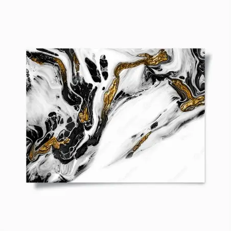 Poster marmo fluido nero e oro • Wallissimo®