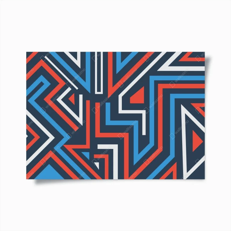 Poster composizione geometrica astratta colori blu e rosso