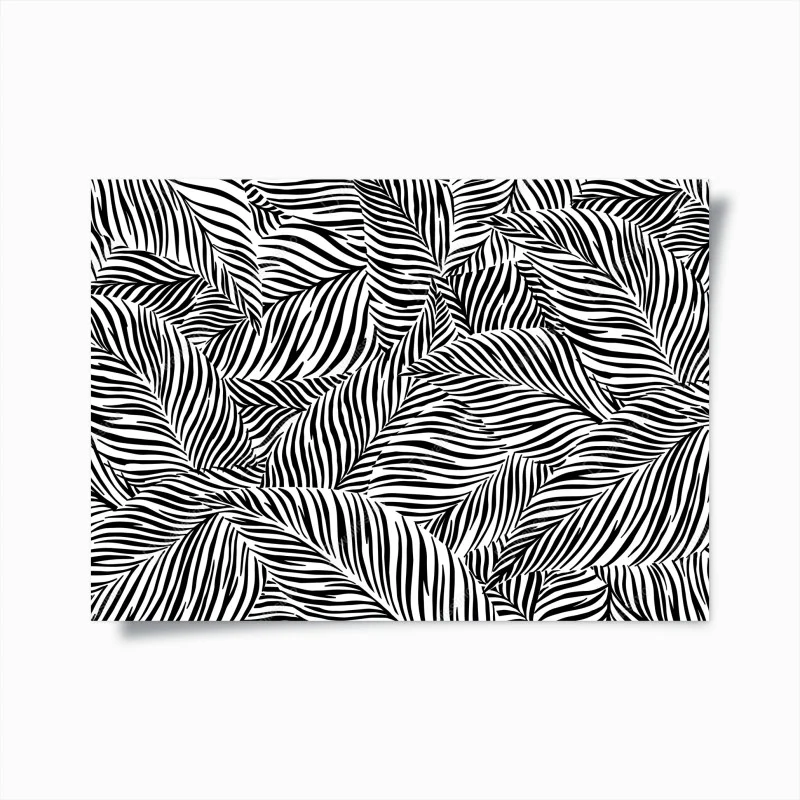 Poster trama di foglie a righe in bianco e nero