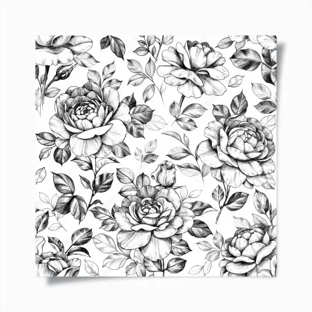 Poster motivo di rose disegnate a matita in stile vintage • Wallissimo®