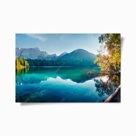 Poster panorama sereno del Lago di Fusine • Wallissimo®