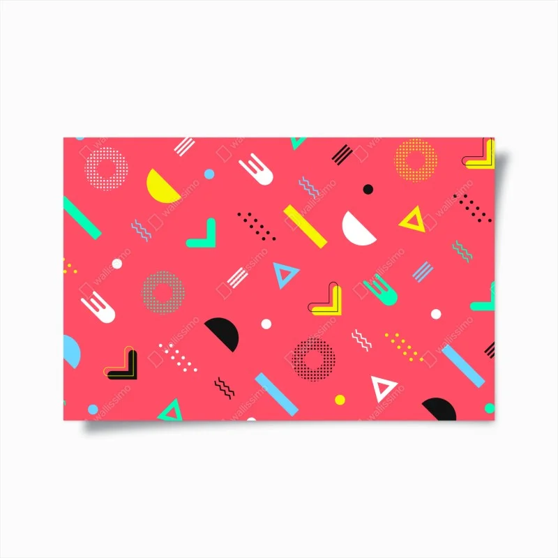 Poster motivo geometrico vivace anni '80