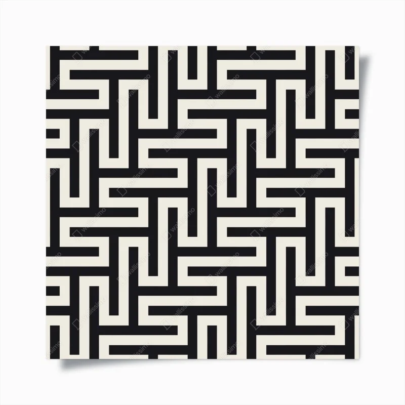 Poster labirinto geometrico in bianco e nero