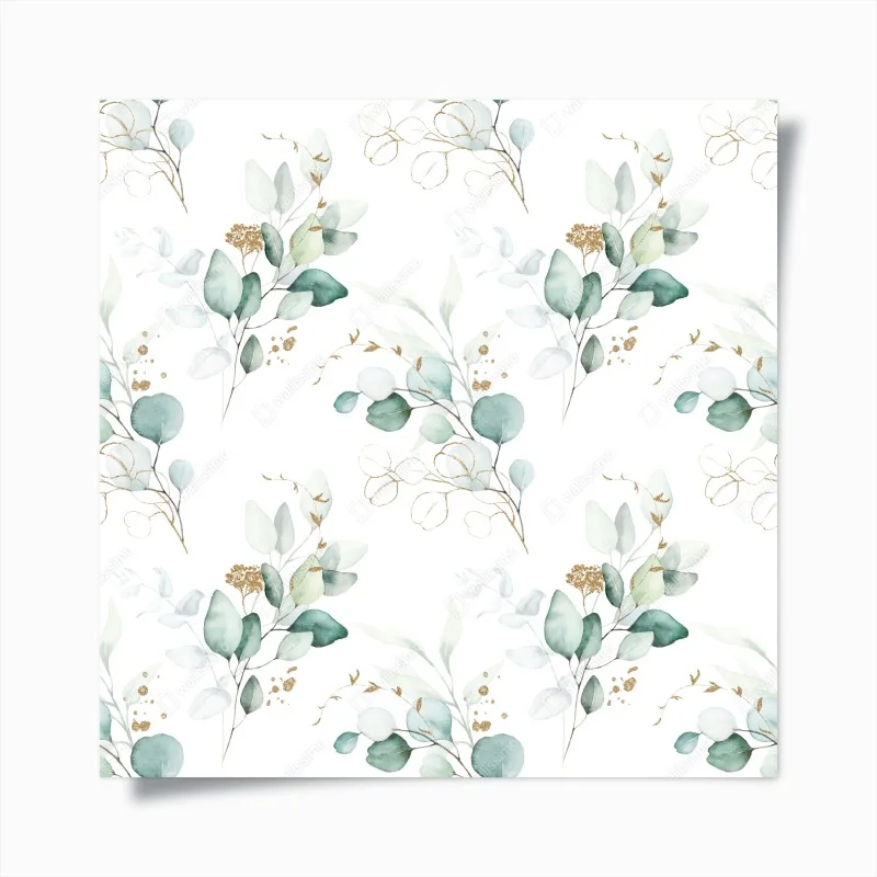 Poster motivo botanico di eucalipto acquerellato