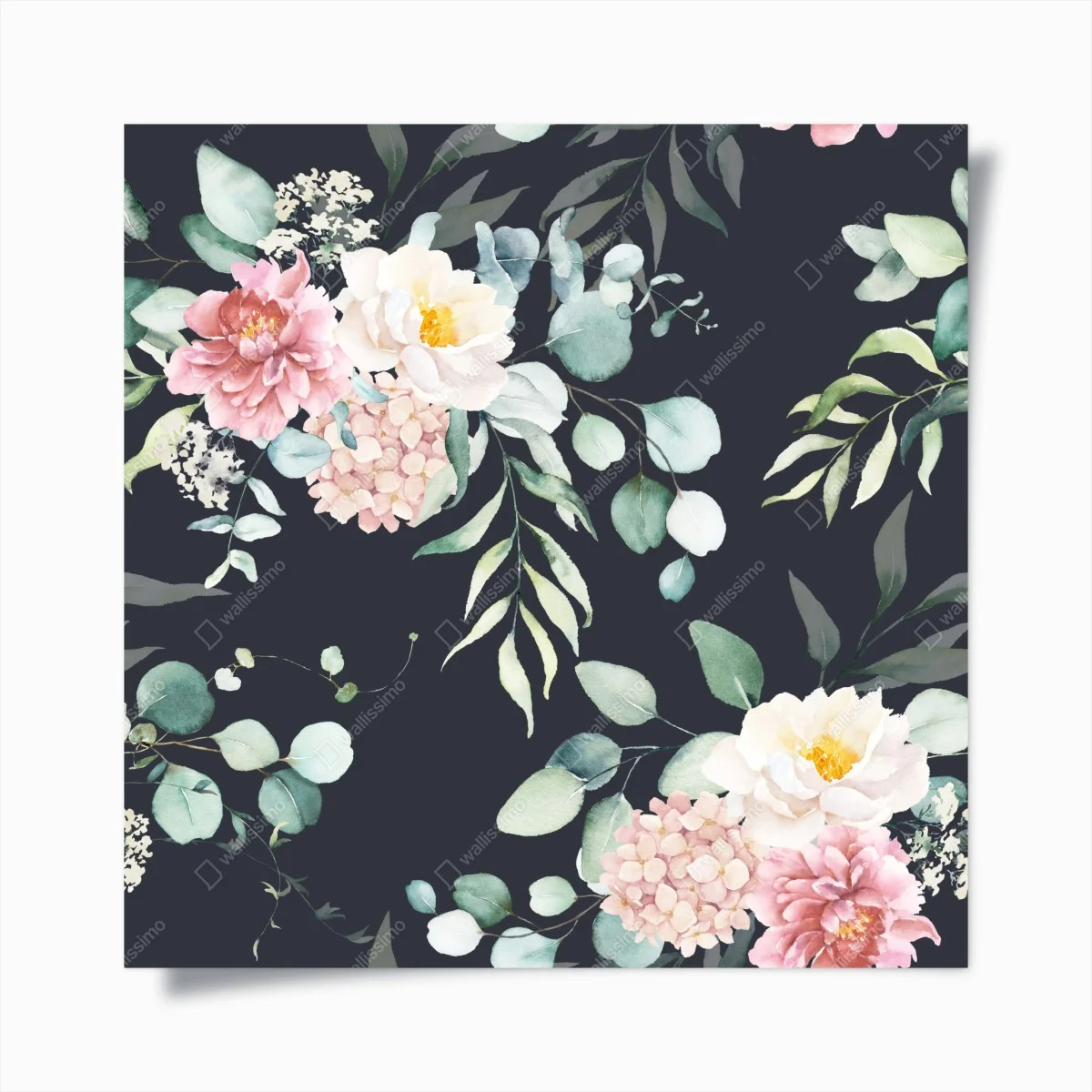 Poster bouquet acquerellato su sfondo scuro • Wallissimo® Poster bouquet acquerellato su sfondo scuro • Wallissimo®