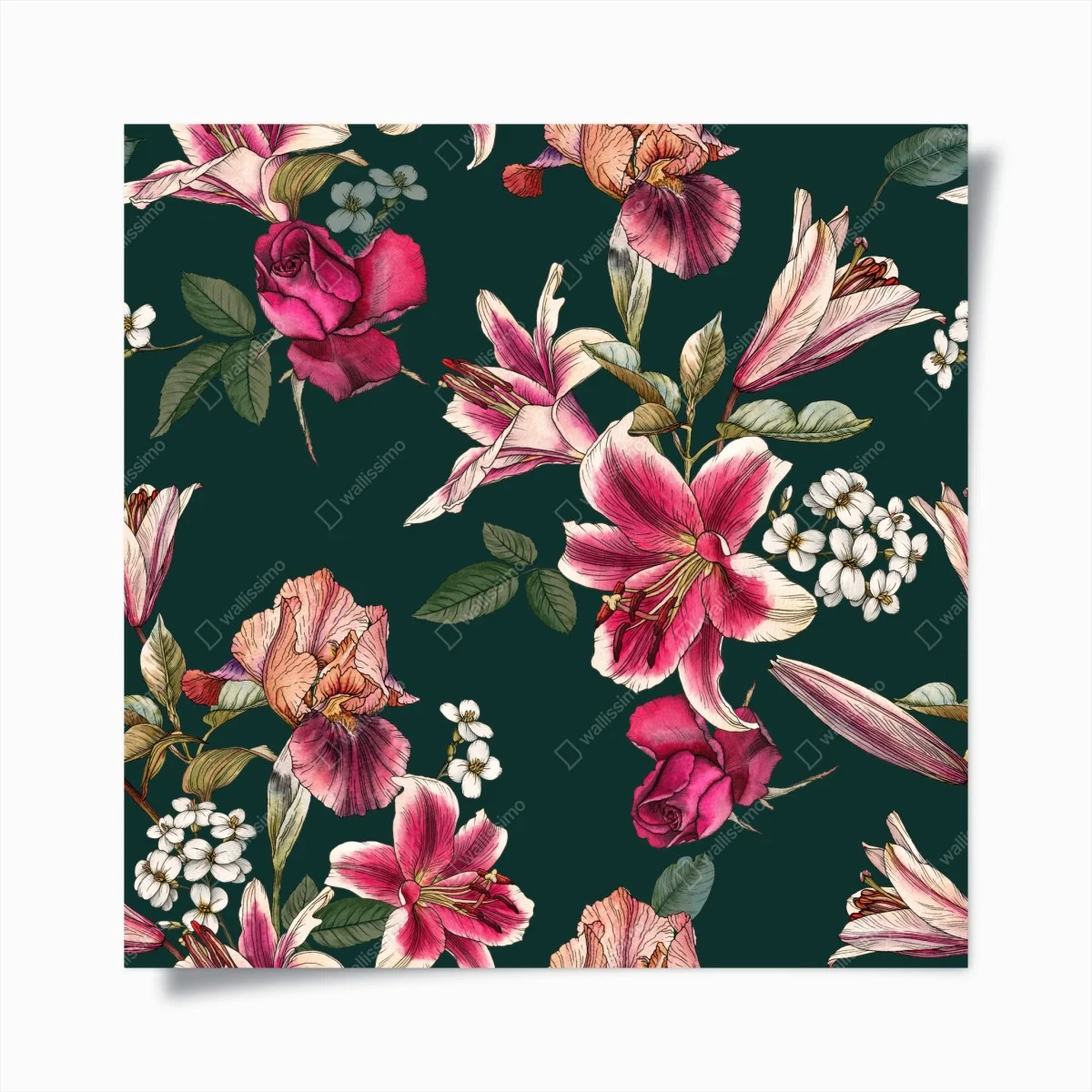 Poster eleganza floreale su fondo verde smeraldo • Wallissimo® Poster eleganza floreale su fondo verde smeraldo • Wallissimo®