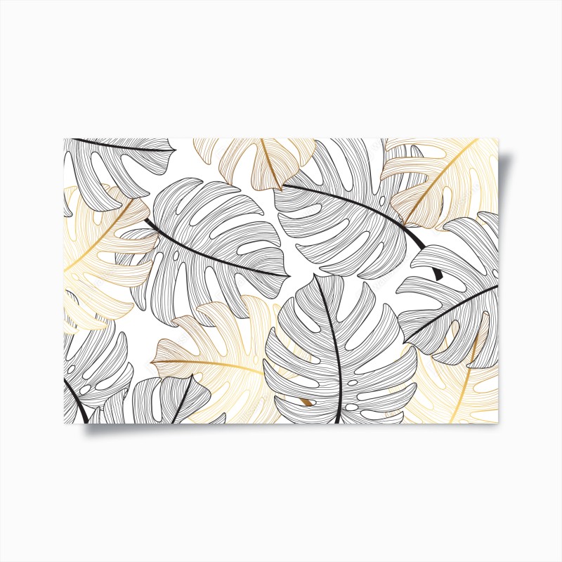 Poster eleganza botanica: foglie di monstera in oro e nero