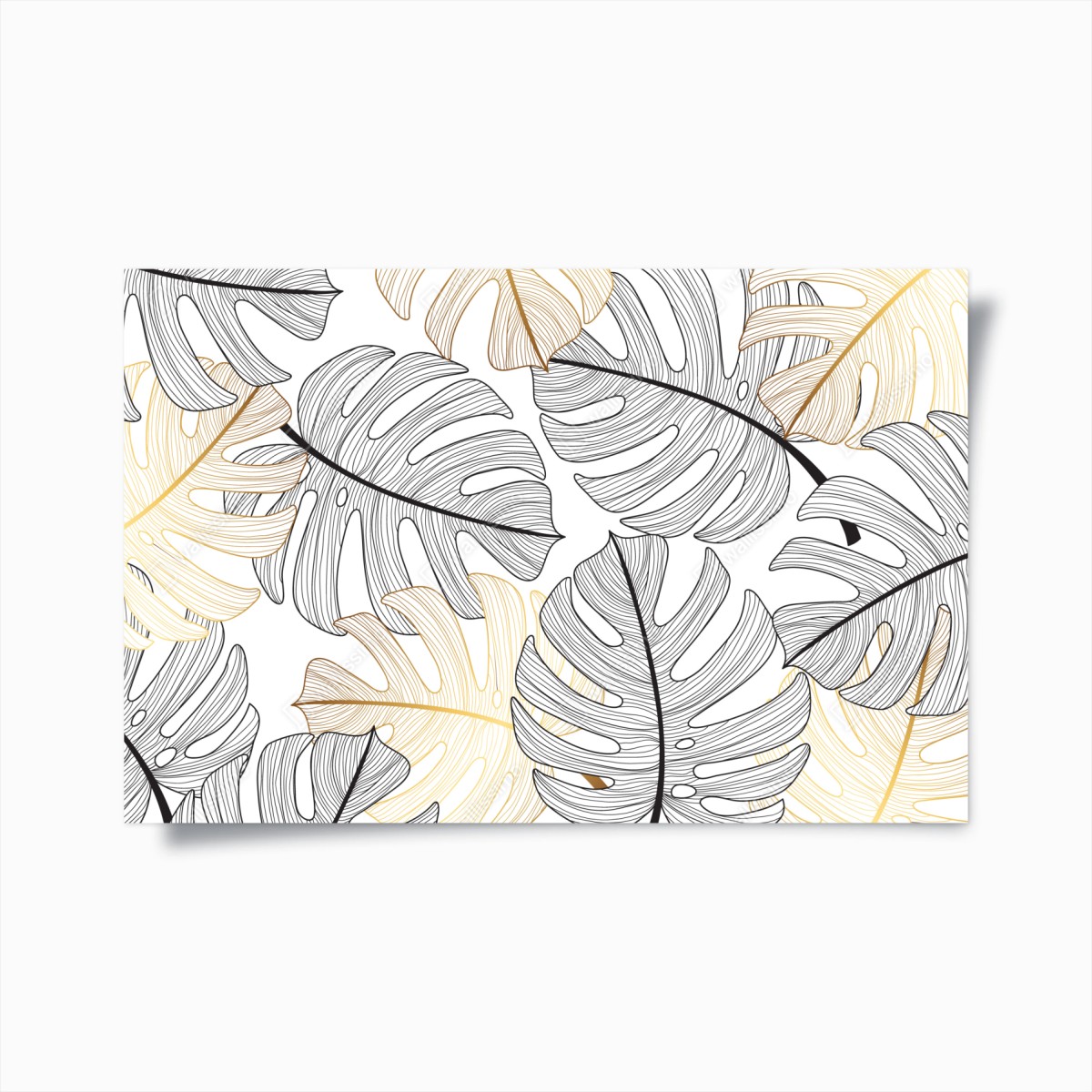 Poster eleganza botanica: foglie di monstera in oro e nero • Wallissimo®