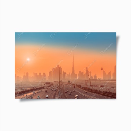 Poster skyline di Dubai al tramonto • Wallissimo®