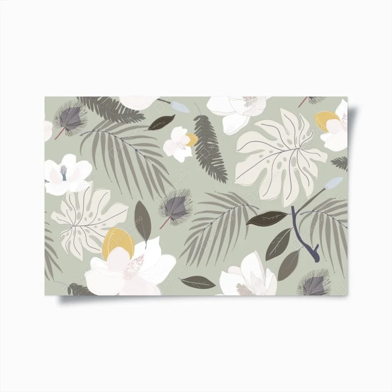 Poster motivo botanico elegante in tonalità salvia