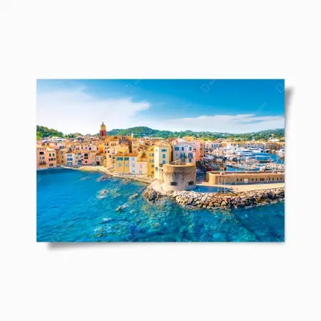 Poster vista pittoresca di Saint-Tropez sul mare • Wallissimo®