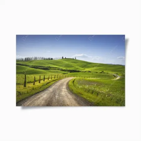 Poster strada sinuosa verso Siena tra le colline della Toscana • Wallissimo®