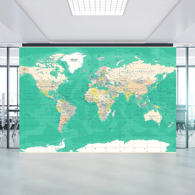 Carta da parati mappa del mondo in stile retrò