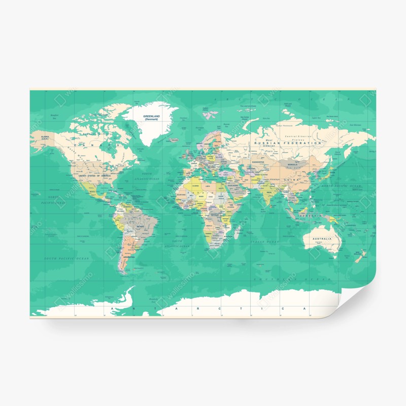 Carta da parati mappa del mondo in stile retrò