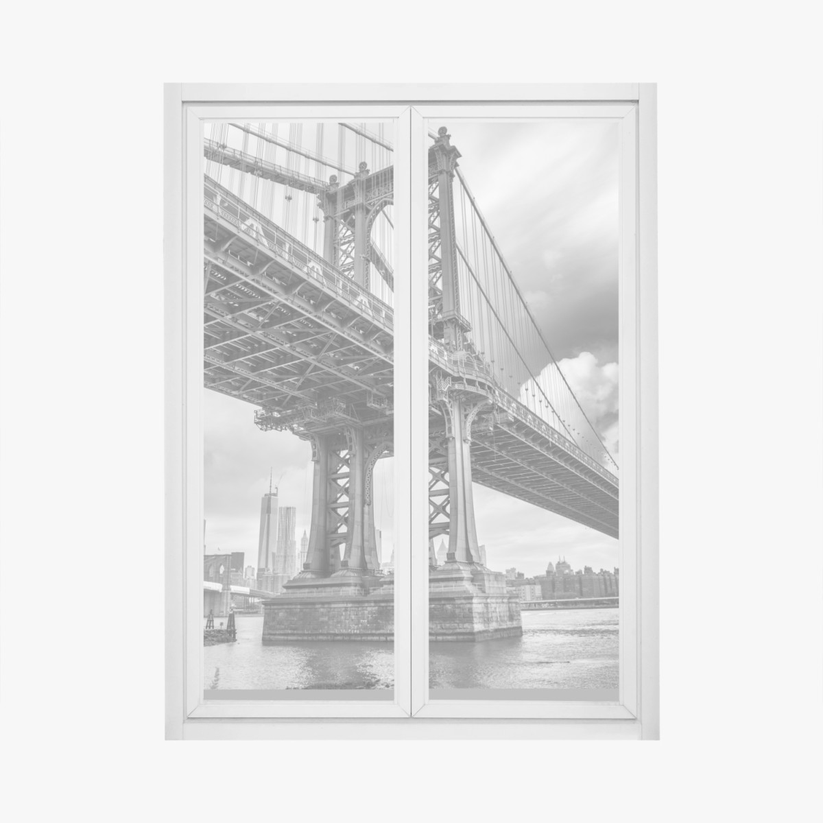 Adesivo per finestra prospettiva urbana sul Manhattan Bridge • Wallissimo®