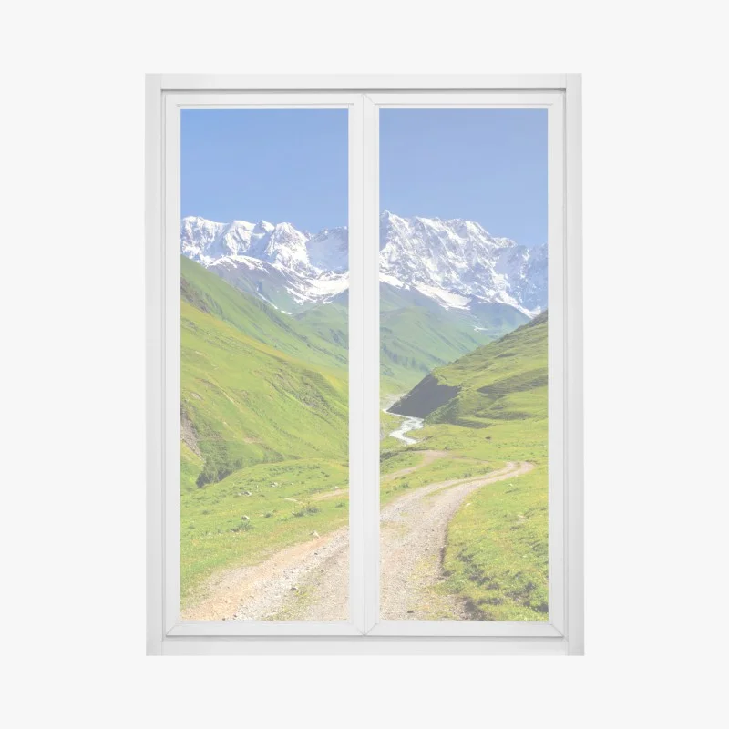 Adesivo per finestra panorama del Caucaso: Shkhara visto da Ushguli