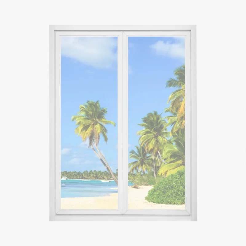 Adesivo per finestra paradiso tropicale palme e mare