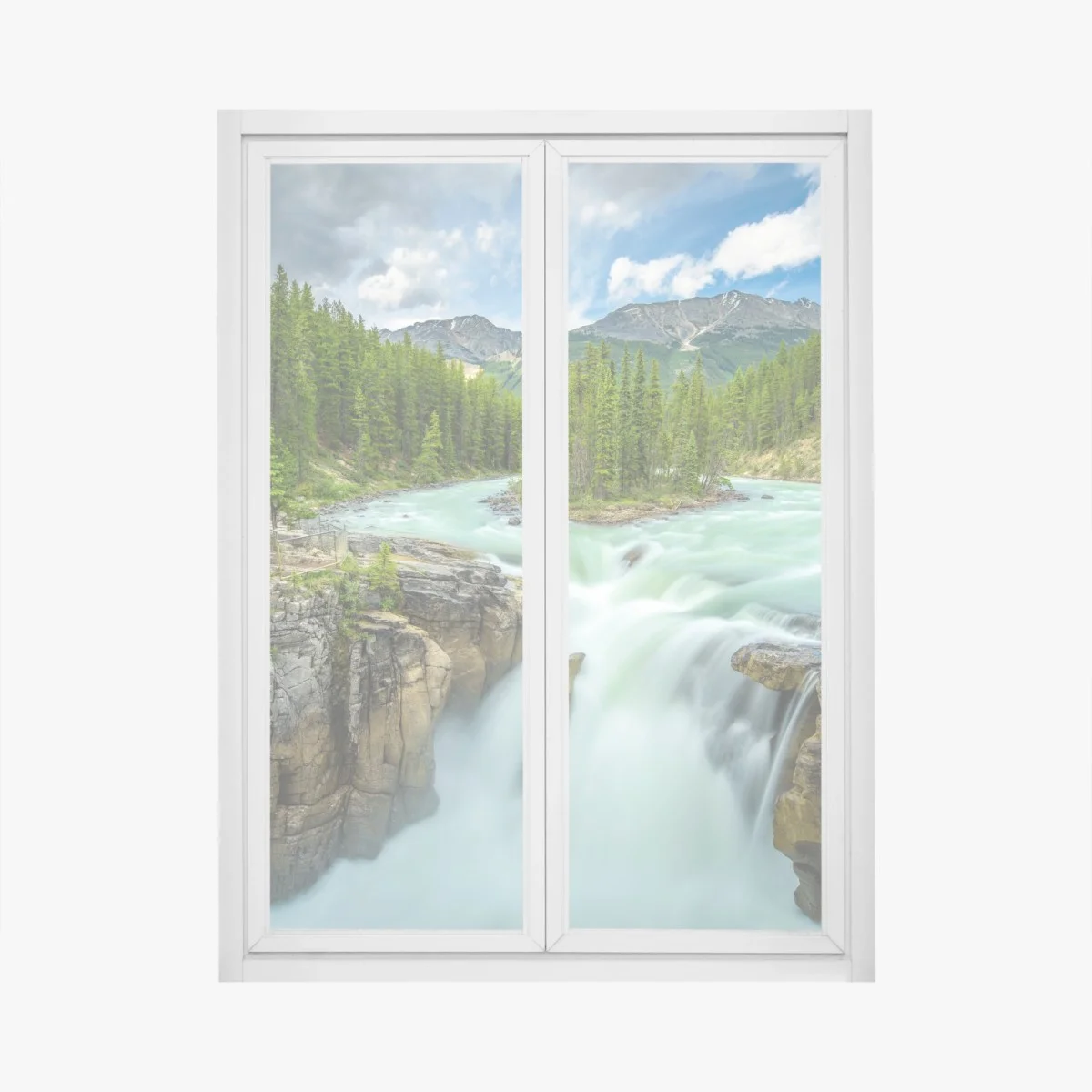 Adesivo per finestra cascata Sunwapta nel Jasper National Park • Wallissimo® Adesivo per finestra cascata Sunwapta nel Jasper National Park • Wallissimo®