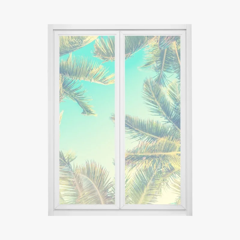 Adesivo per finestra cielo tropicale tra le palme