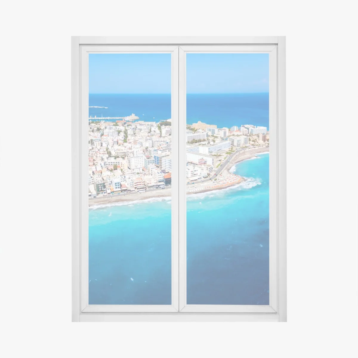 Adesivo per finestra panorama aereo della costa di Rodi • Wallissimo® Adesivo per finestra panorama aereo della costa di Rodi • Wallissimo®