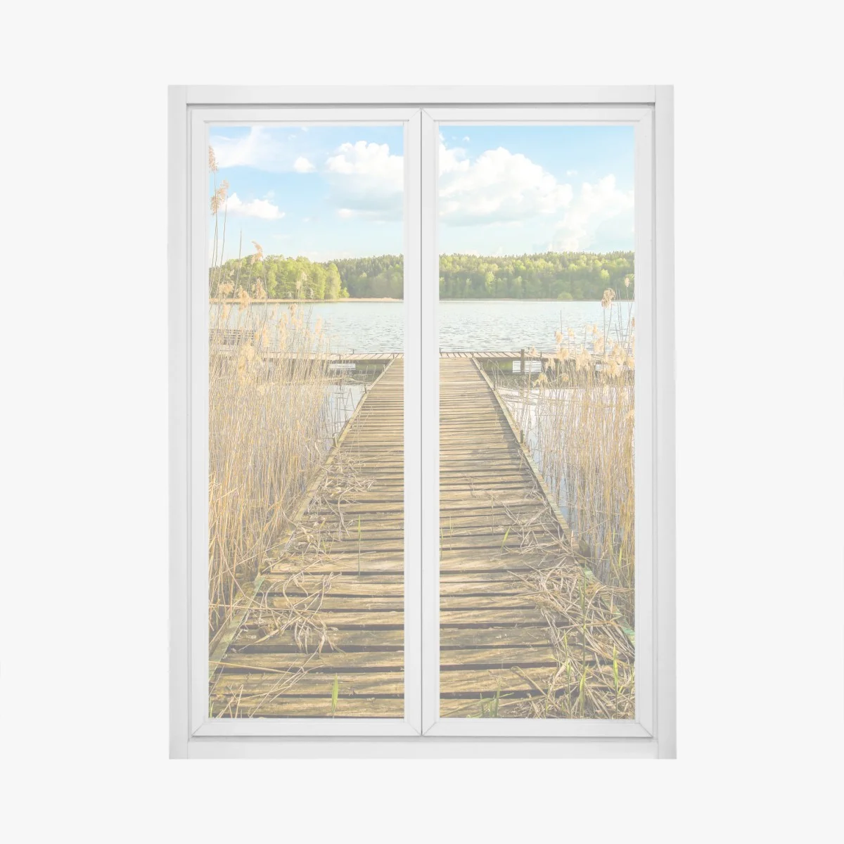 Adesivo per finestra molo tra le canne sul lago • Wallissimo® Adesivo per finestra molo tra le canne sul lago • Wallissimo®