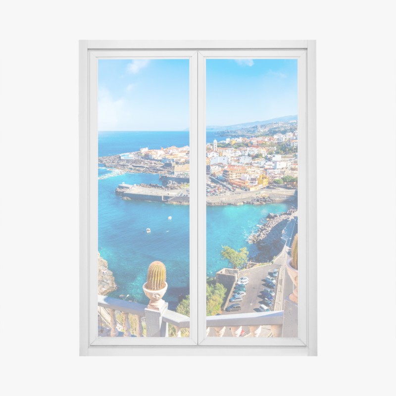 Adesivo per finestra panorama costiero di Garachico, Tenerife