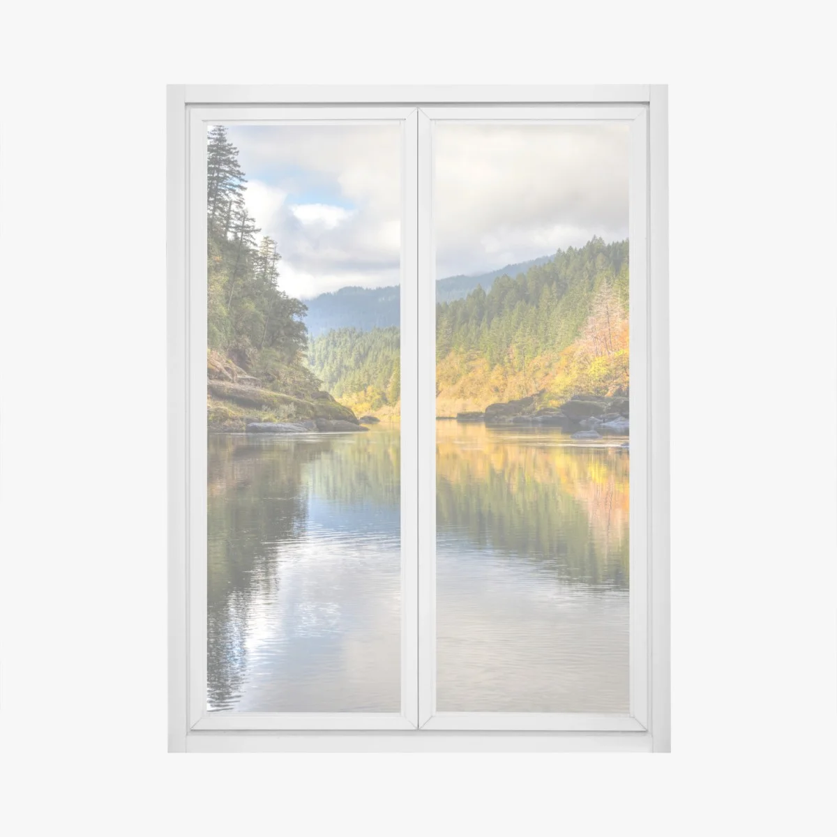 Adesivo per finestra riflessi d'autunno sul Rogue River • Wallissimo® Adesivo per finestra riflessi d'autunno sul Rogue River • Wallissimo®