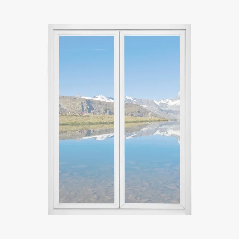 Adesivo per finestra riflessi del Cervino sul lago alpino