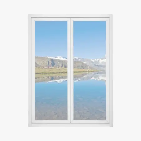 Adesivo per finestra riflessi del Cervino sul lago alpino • Wallissimo®