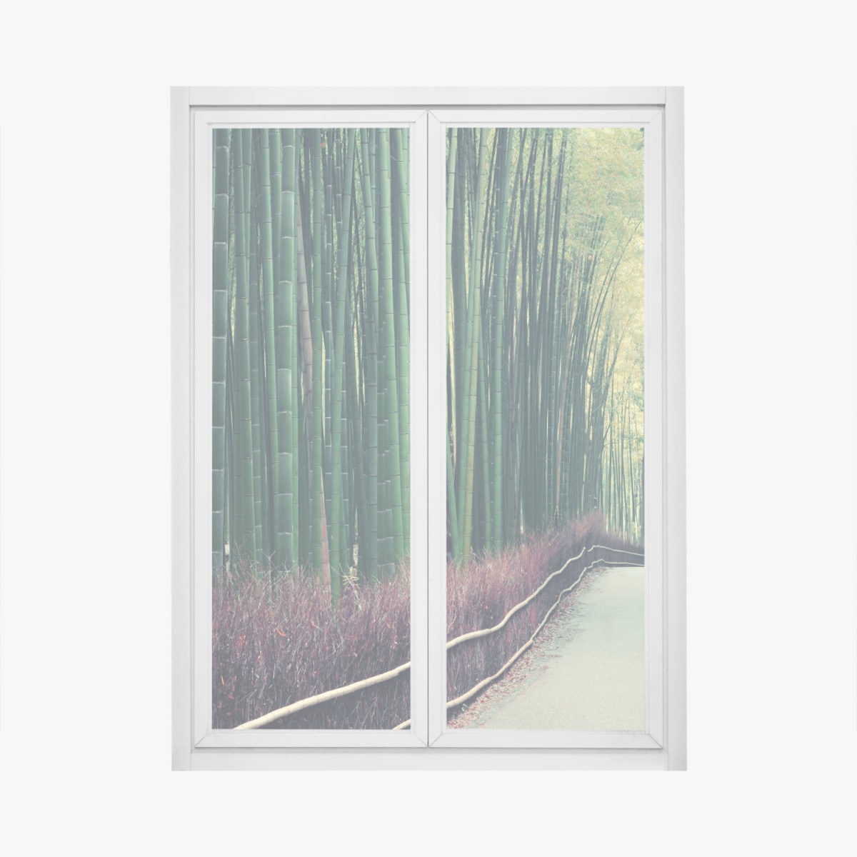 Adesivo per finestra sentiero sereno nel bosco di bambù di Arashiyama • Wallissimo®
