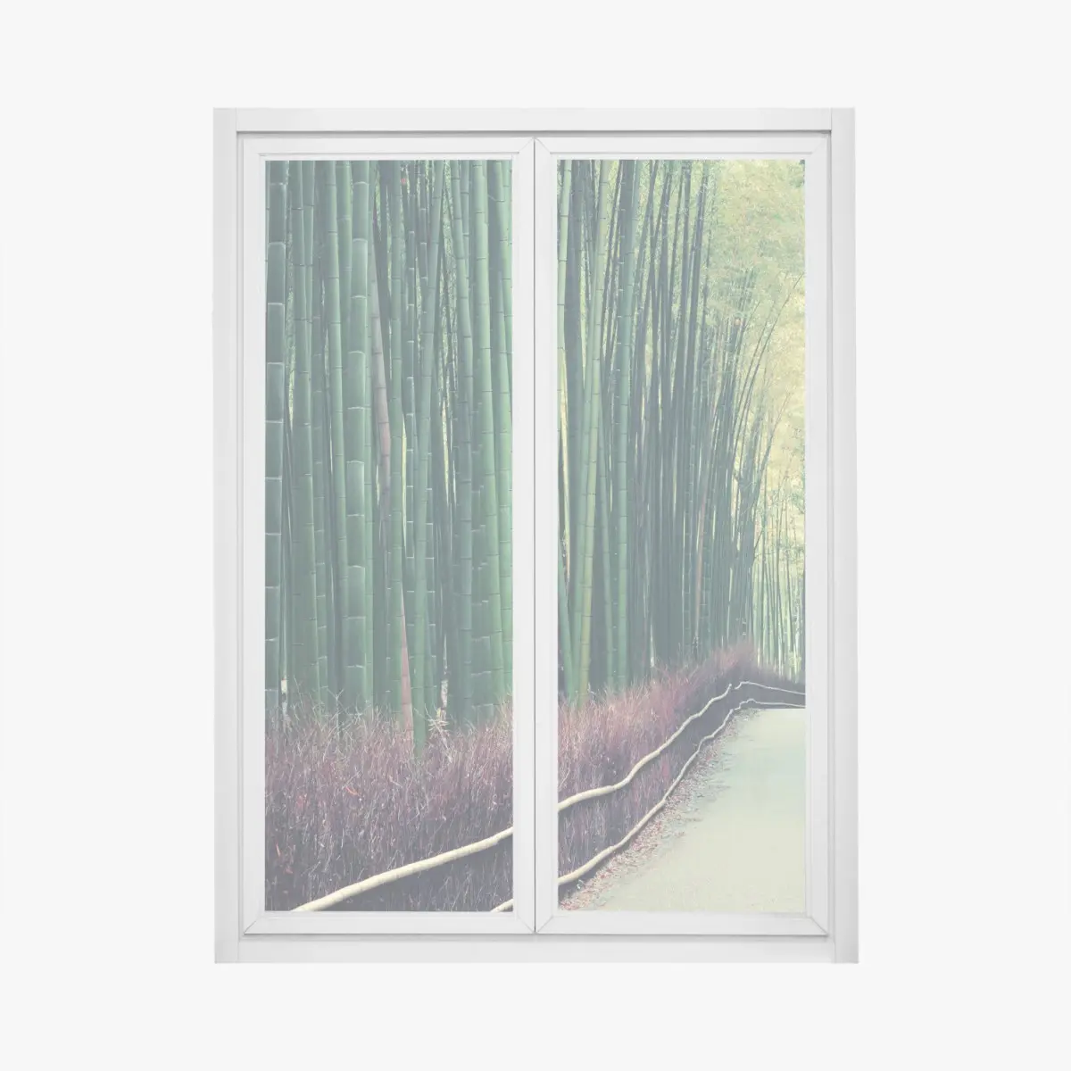 Adesivo per finestra sentiero sereno nel bosco di bambù di Arashiyama • Wallissimo®