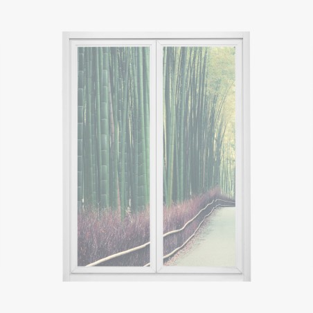 Adesivo per finestra sentiero sereno nel bosco di bambù di Arashiyama • Wallissimo®