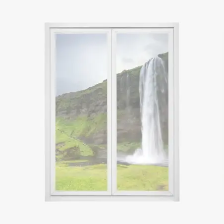 Adesivo per finestra paesaggio mozzafiato di Seljalandsfoss, Islanda • Wallissimo®