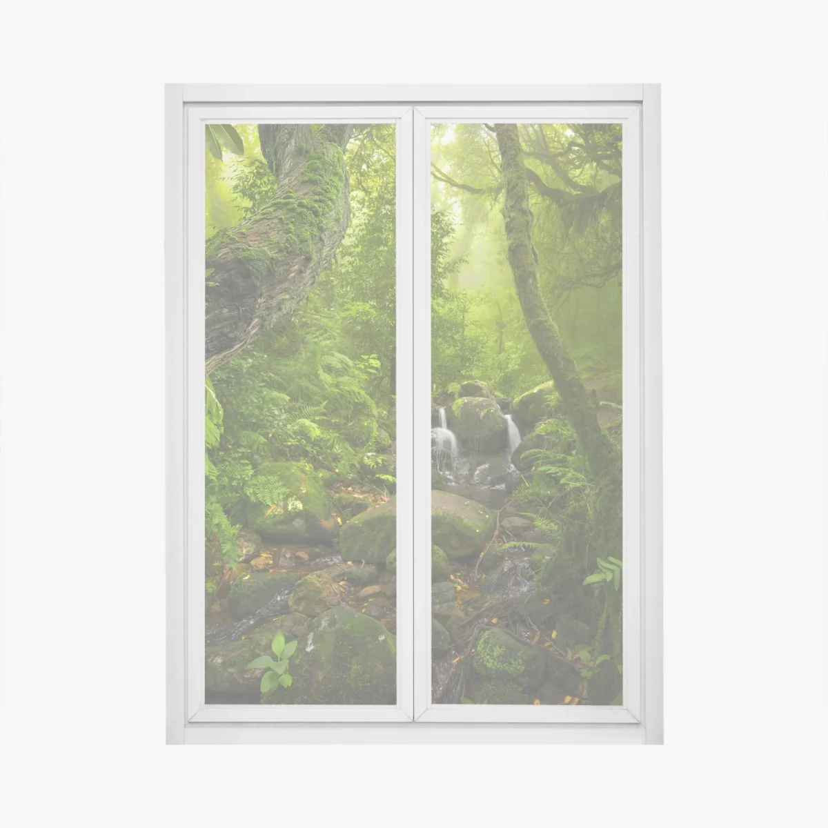 Adesivo per finestra oasi verde nella foresta incantata • Wallissimo® Adesivo per finestra oasi verde nella foresta incantata • Wallissimo®