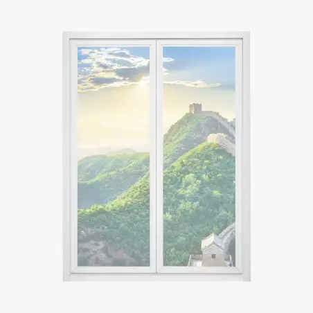 Adesivo per finestra panorama epico della Grande Muraglia Cinese al tramonto • Wallissimo®