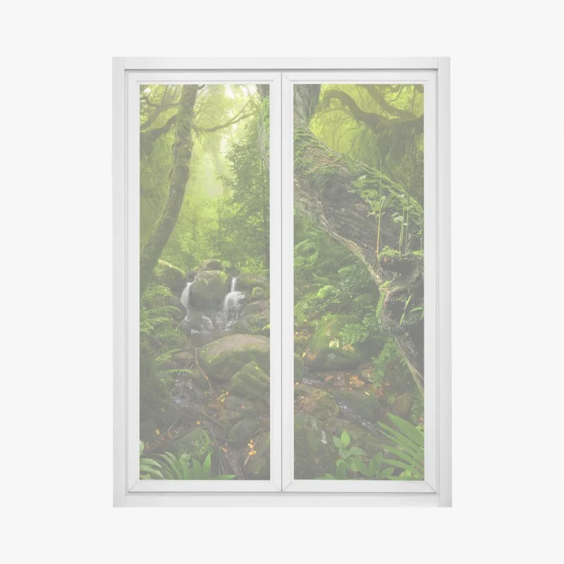 Adesivo per finestra foresta incantata immersa nel verde