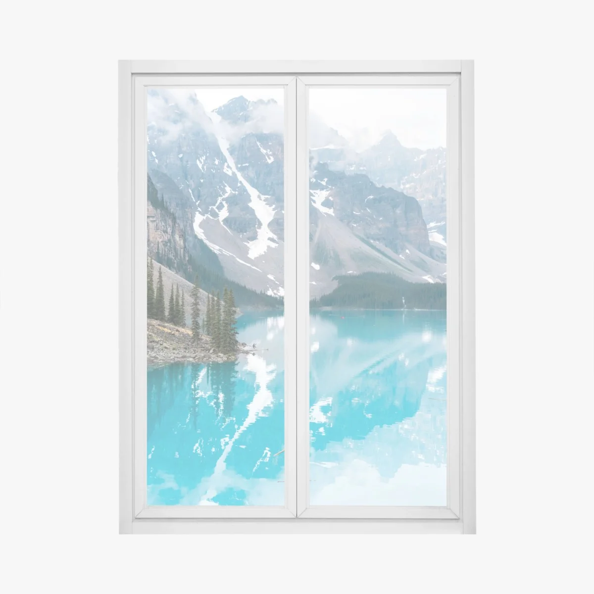 Adesivo per finestra lago Moraine turchese a Banff • Wallissimo® Adesivo per finestra lago Moraine turchese a Banff • Wallissimo®