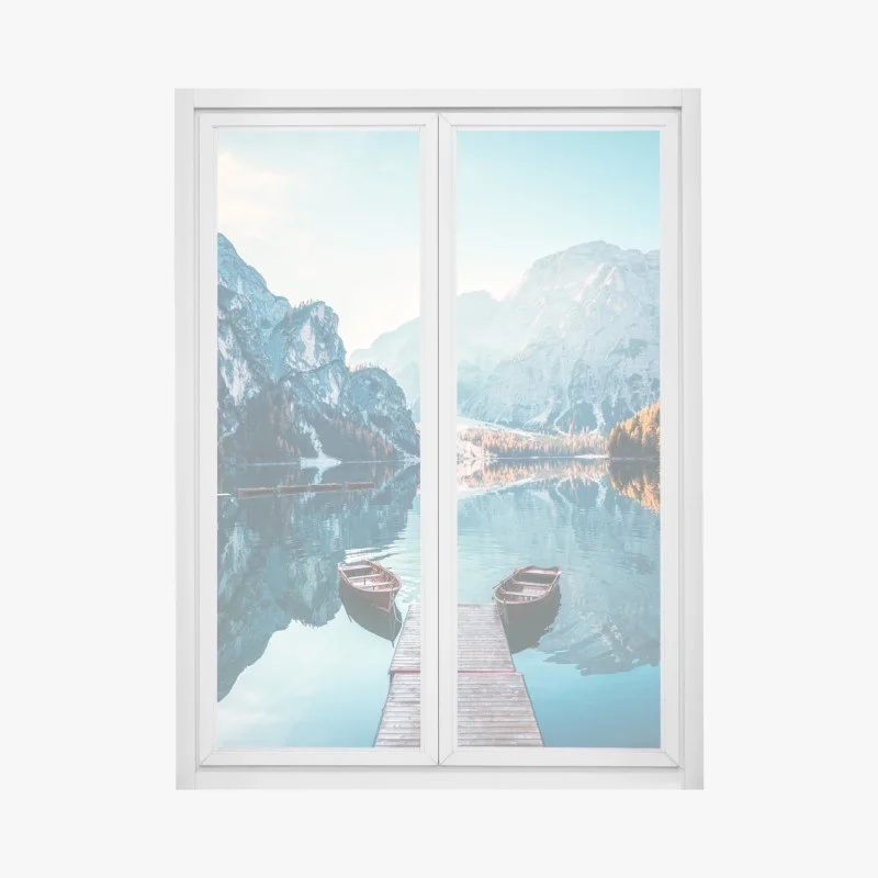 Adesivo per finestra riflessi sul Lago di Braies nelle Dolomiti
