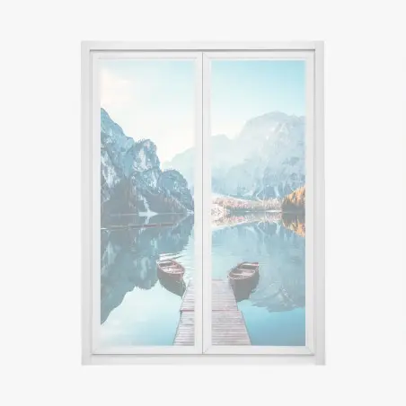 Adesivo per finestra riflessi sul Lago di Braies nelle Dolomiti • Wallissimo®